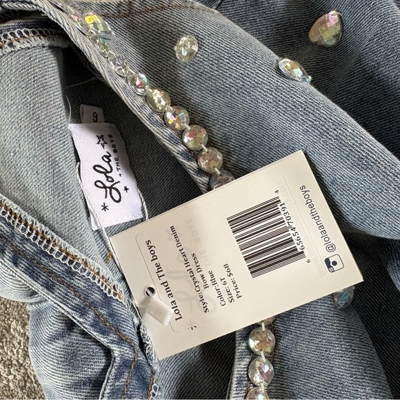 Crystal Heart Denim Bow Dress - Picture 3 of 3